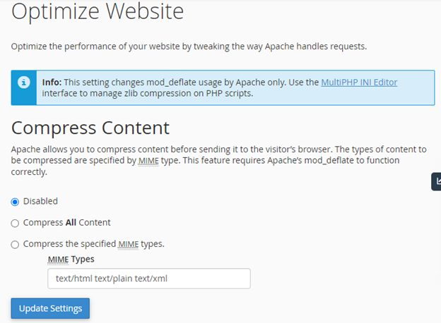 HostGator cPanel Optimize Website Compress Content