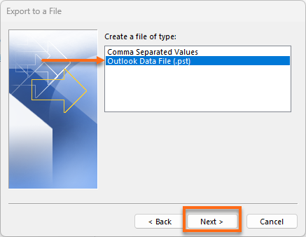 Microsoft Outlook Import and Export Wizard Outlook Data File