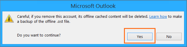 Microsoft Outlook Confirm Account Removal