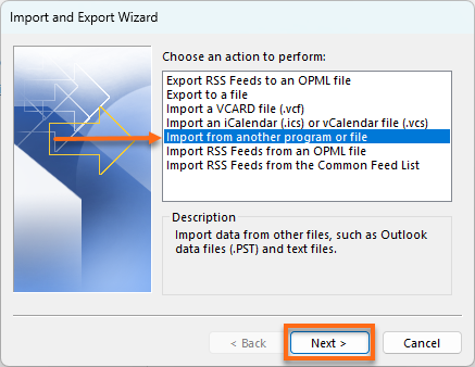 Microsoft Outlook Import Export Wizard Import Options