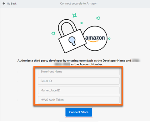HostGator Ecomdash Create Warehouse FBA Integrate Online Marketplace - Amazon Authorize New Developer Connect Store