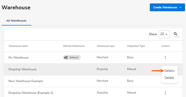HostGator Ecomdash Edit Warehouse