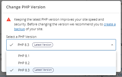 设置标签 - PHP 版本 - 选择 PHP 版本