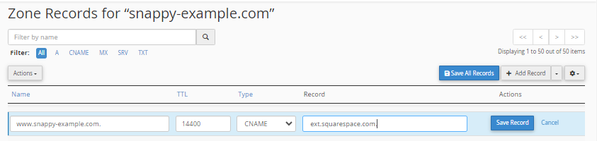 enter new cname value