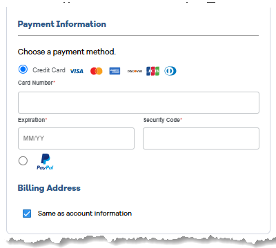 ccTLD registration - Payment Information