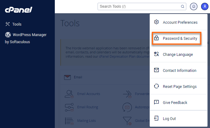 cPanel - 密码与安全