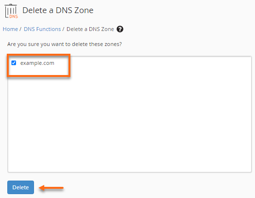 Delete DNS Zone