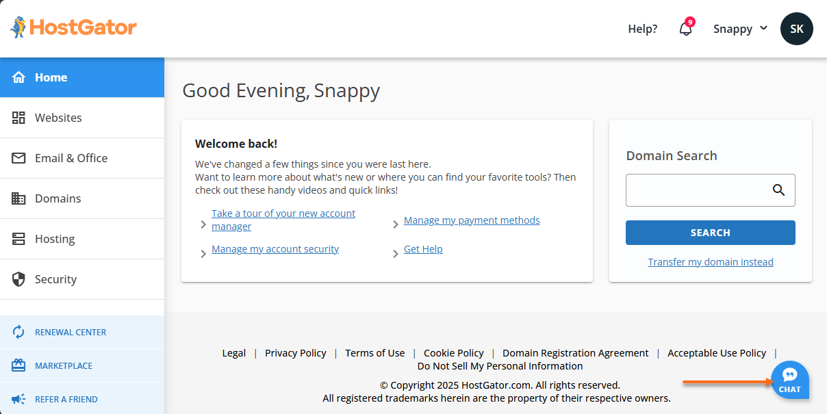 Customer Portal - Start Live Chat
