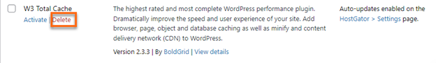 Delete W3 Total Cache
