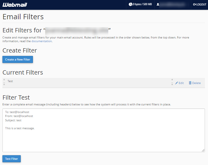 Webmail - Email Filters