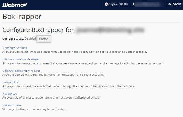 Webmail - Boxtrapper