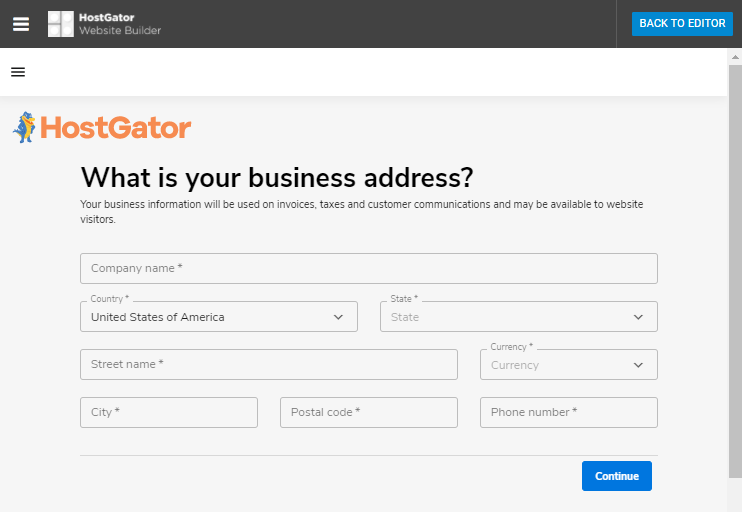 Website Builder - Add Business Address