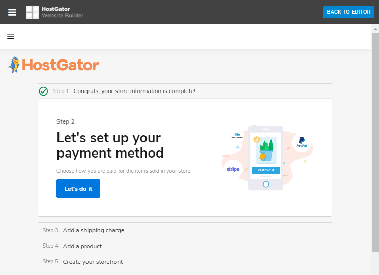 Website Builder - Set up Payment Method