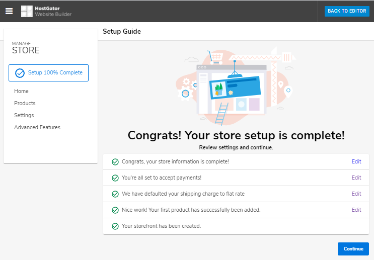 Website Builder - Store Information Complete