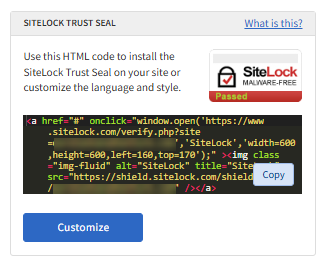 Sites tab - Trust Seal