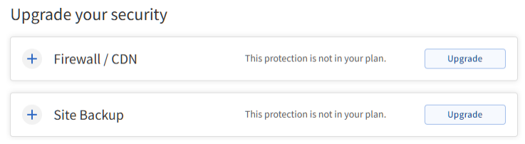 Sites tab - Upgrade your Security