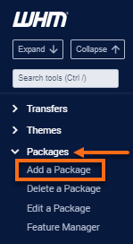WHM - Add a Package