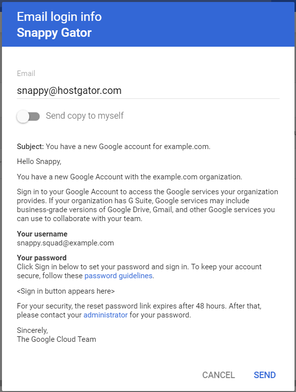 Google Workspace - 发送登录信息邮件