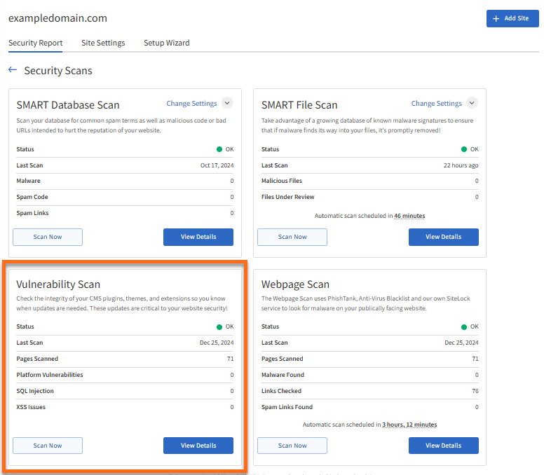 Security Scans - Vulnerability scan