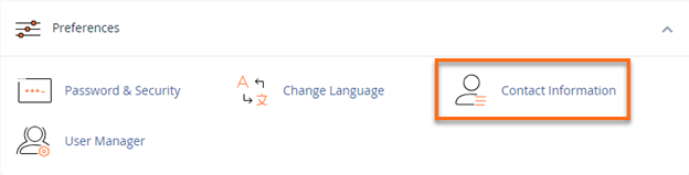 cPanel Contact Information