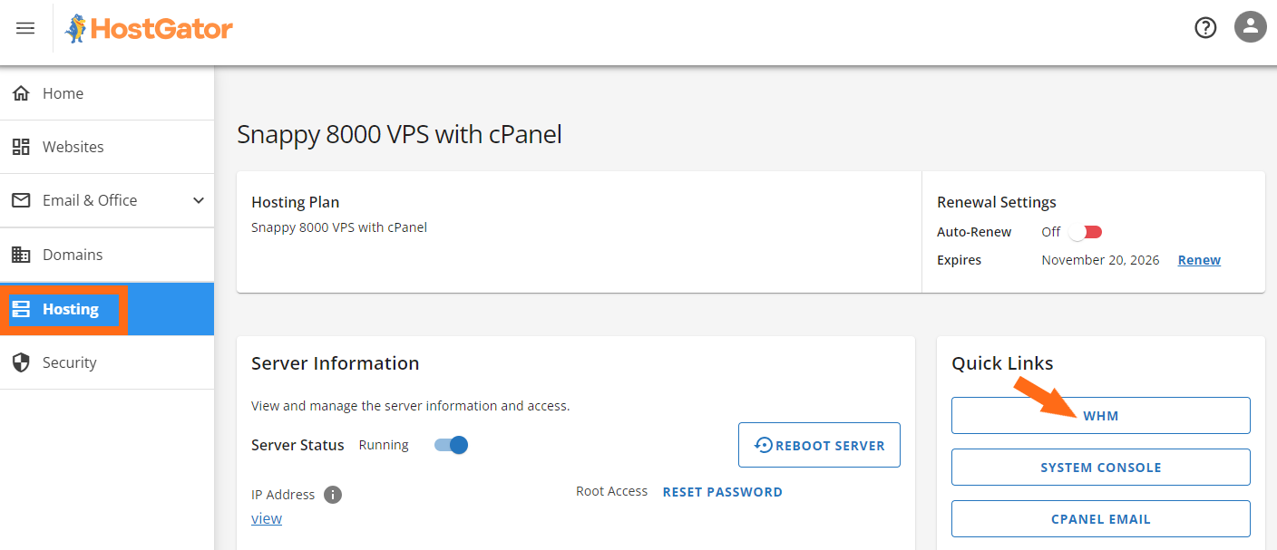 Customer Portal - WHM Login