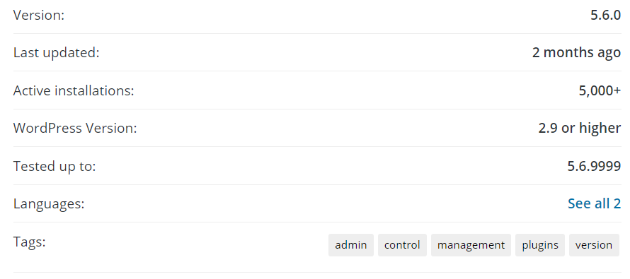 WordPress 插件详情