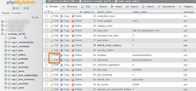 phpmyadmin template and stylesheet