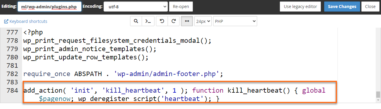 File Manager Edit plugins.php