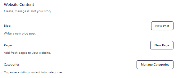 HostGator plugin - Home tab - Website Content
