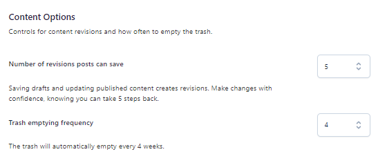 HostGator plugin - Settings tab - Content Options