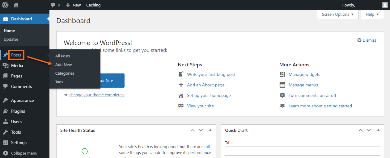 HostGator WordPress Post Add New