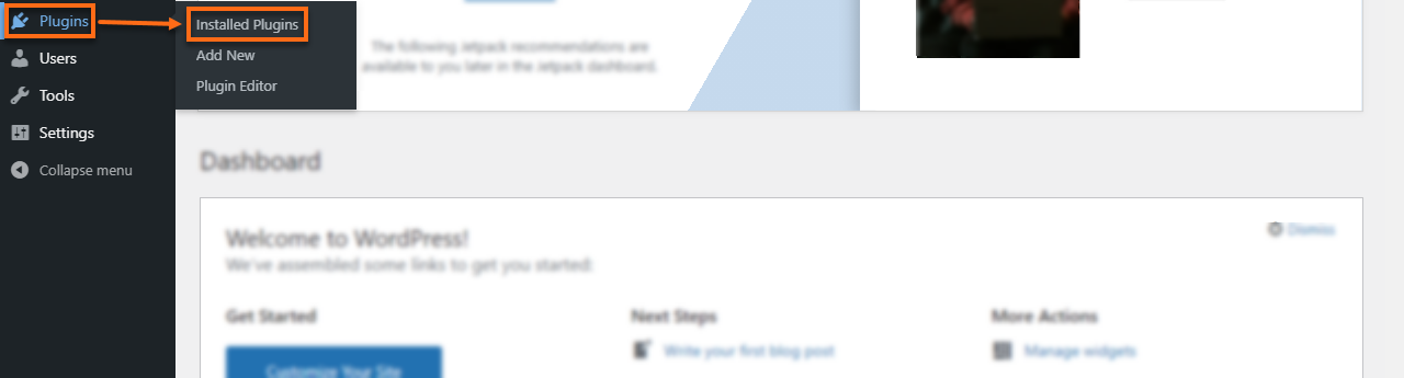 WP Dashboard Installed Plugins