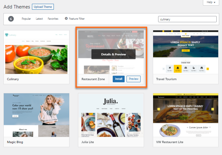 WordPress Dashboard Theme Thumbnail