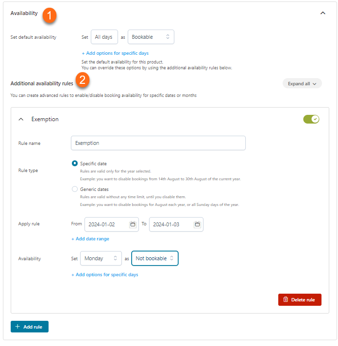 availability settings