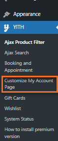 Customize My Account tab