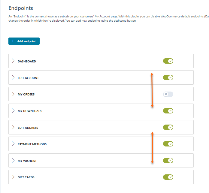 Change Endpoint order