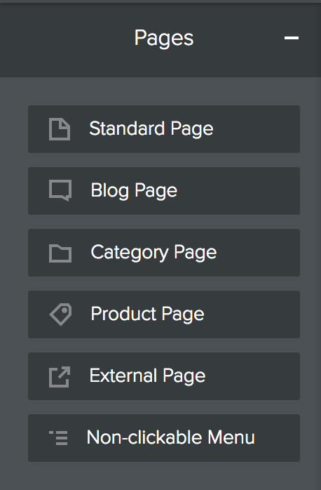 Weebly - Pages - Select Page Type