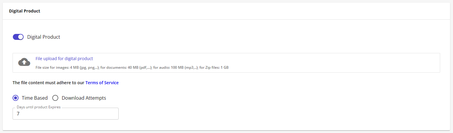 HostGator Ecomdash - Products Tab Product Listing Details Digital Products