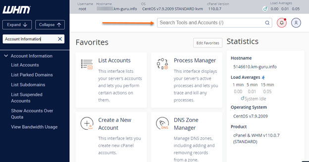 WHM - Search box - top page