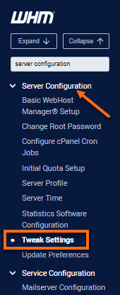 WHM - Tweak Settings
