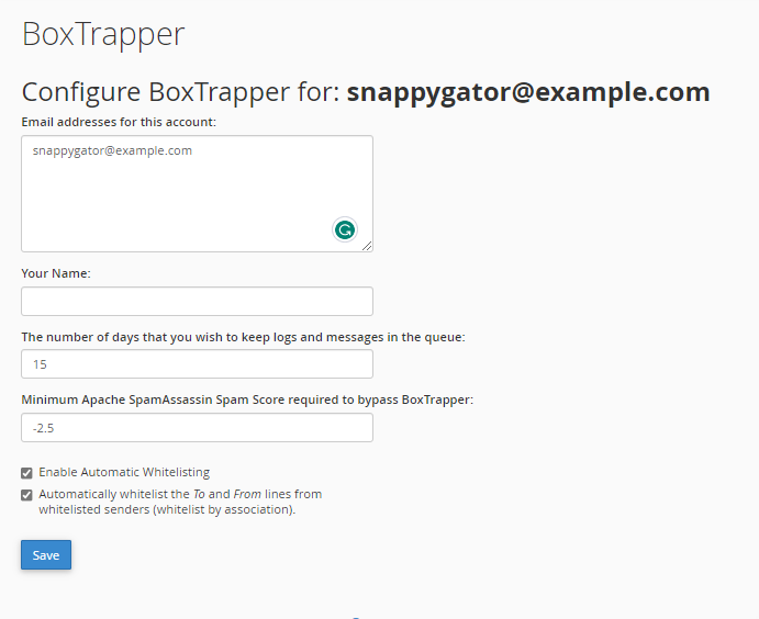 BoxTrapper Set Up Queue