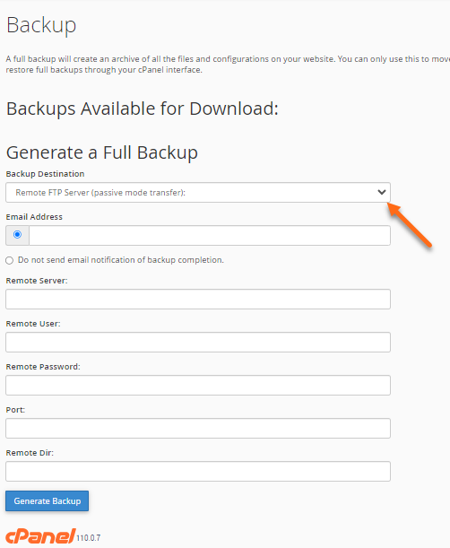 cPanel Backup - Backup Details