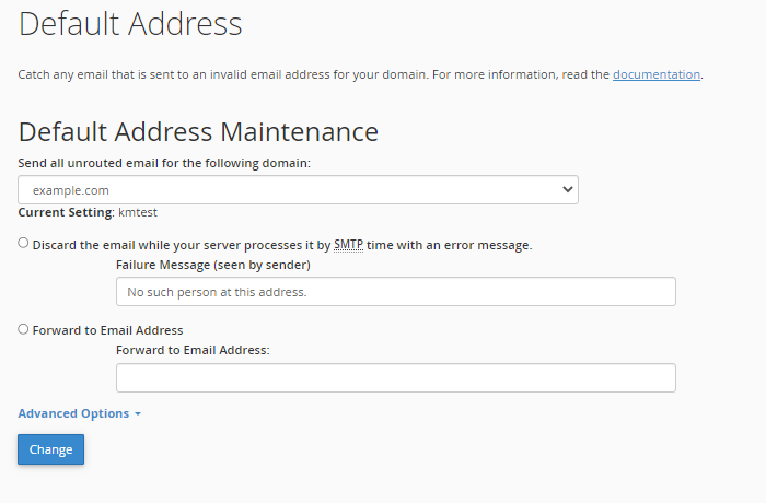 Settings for Default Address