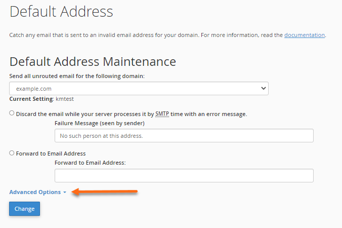 Default Address Advanced Options
