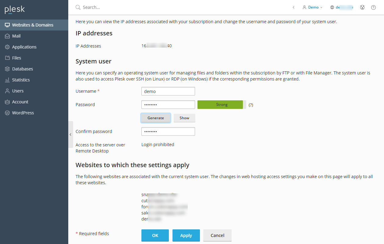 Plesk - Web Hosting Access