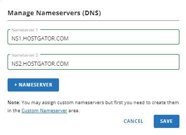 Enter new nameservers