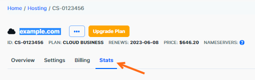 Customer Portal - Stats tab