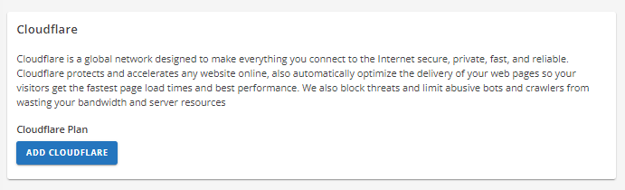 Speed tab - Add Cloudflare