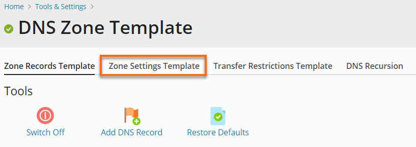 HostGator - Plesk Zone Settings Template