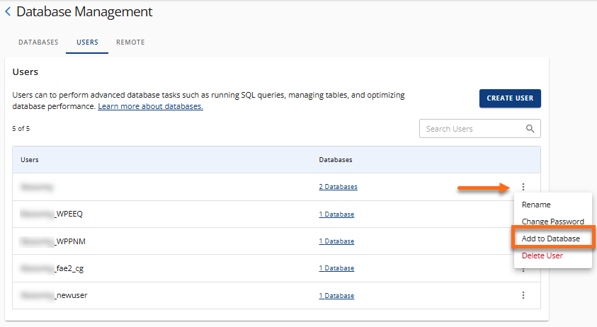 Manage MySQL Database Users - Add to Database
